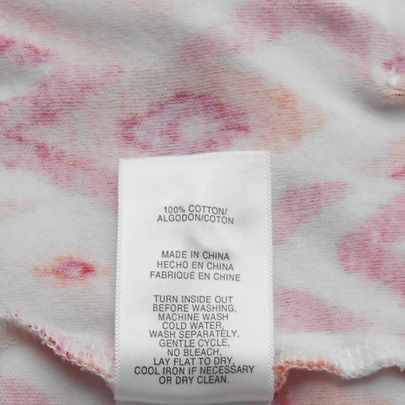 Jones New York Signature Top Womens XL Pink Multi Short Ruffle Sleeve Ikat Print - Picture 12 of 12